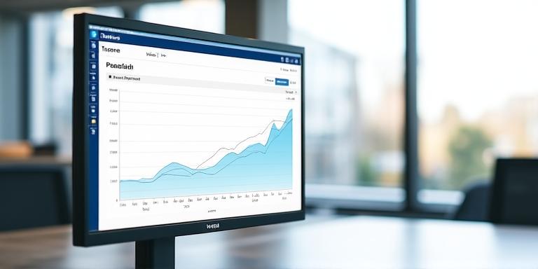 A clean, minimalist UI dashboard showing predictive growth charts and data nodes