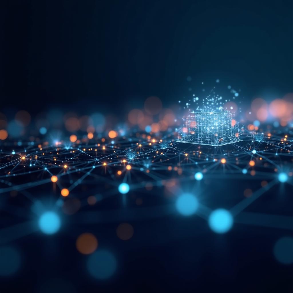 Abstract visualization of interconnected data nodes representing enterprise AI